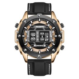 AKDPBN Unique Personality Quartz Watches Domic Big Dial Silicone Stap Mens Watch Creative Roller Design Luminous Wristwatches2630