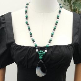 Pendant Necklaces Lii Ji Black White Green Color Necklace 76cm Malachite Howlite Crystal Agates Stock Sale Jewelry