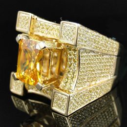 Hip hop rapper ring Men Star Ring Full diamond Square Big Zircon Punk luxurious Jewellery Rapper night club accessories 1467