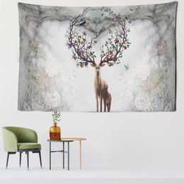 Tapestries Dome Cameras Elk Antlers Tapestry Wall Hanging Hippie Tapiz Tarot Card Mandala Kawaii Children's Room Girl Dormitory Home Decor