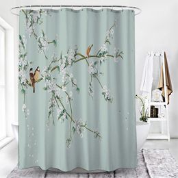 Shower Curtains Flower Bird Shower Curtains Waterproof Bathroom Decor 3D Printed Fabric with Hooks Decoration Shower Curtain 230715