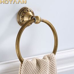 Towel Rings Bathroom Towel holder Aluminium Wall Mounted Round Antique Brass Towel Ring Towel Holder Classic Bathroom Accessories 230714