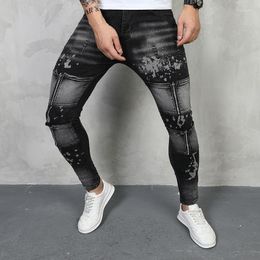 Men's Jeans Fashion Cargo For Men Work Luxury Denim Pants Zipper Stretch Streetwear Casual Skinny Cowboy