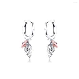 Hoop Earrings 925 Sterling Silver Jewelry Heart & Conch Shell Earring