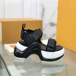 2023-Flat Sandals Spring/Summer Fashion cow leather adjustable hook and loop shoelace wavy out sole continues sneakers