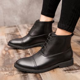 Plus Size 38-48 Men Boots Split Leather Botines Chelsea Business Ankle Boot For Man Oxfords Autumn Dress Boots