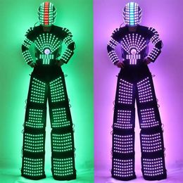 LED Robot Suit Costume High Heel Kryoman Robot David Guetta Stilts Walker Light235T