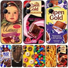 For Realme C33 4g Case Back Cover Phone Protective Bumper Funda Black Tpu ChoColate Food Package