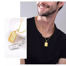 Pendant Necklaces A-Z Letter Tag Chain 15-20cm Mens Women's Box Necklace High Quality Original Stainless Steel Couple Promise Jewellery Gift