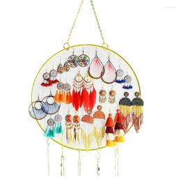 Jewellery Pouches Exquisite Interior Ornament Metal Grid Shape Earring Holder Wall Mounted Hanging Organiser With Hooks For Dangle