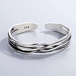 Bangle FoYuan Vintage Wave Weave Bracelet Opening Personalized Old Handmade Women's Ornament