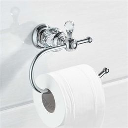 Chrome Crystal Toilet Paper Holder Solid Brass Roll Polish Shlef Towel Wall Mounted Bathroom Accessories Y200108230D