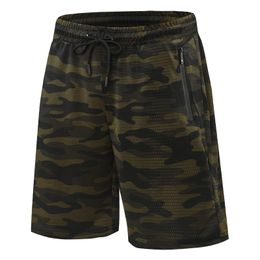 Men's Shorts Men's Sports Shorts Camo Zipper Pocket Running Shorts Mesh Quick Drying Training Fitness Five Pants Breathable Gym Shorts 230714