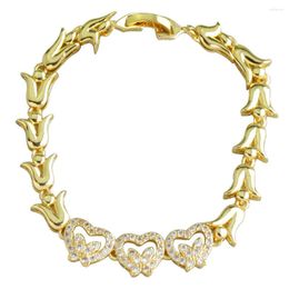 Link Bracelets FS Delicate Elegant High Quality Jewelry For Women Girls Gold Plated Fashion Statement Bracelet