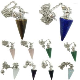 Pendant Necklaces Lapis Lazuli Tiger Eye Crystal Carnelian Aveturine Opal Pendulum Bead 8.5" WFH727