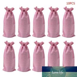 10pcs Rustic Linen Drawstring Champagne Red Wine Bottle Bag Gift Packaging Wrap217f