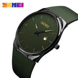 SKMEI Quartz Watch Men Lady Fashion Mens Women Wristwatches Waterproof PU Small Dial Watches Army Green relogio masc 1509292I