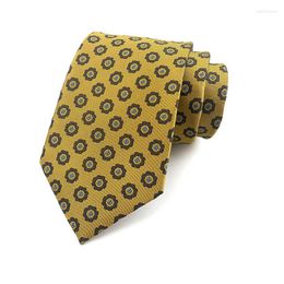 Bow Ties Fashion Silk Mens Neck Tie 8cm Necktie Gold Floral Patterned Ascot Cravat For Wedding Party Cravate Homme YUW01