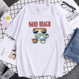 Men's T Shirts Sand Beach Go On Vacation Sunglasses Printing Tshirt Cotton Brand T-Shirt Men Funny Cool Clothing Casual Summer Shirt Male