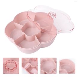 Dinnerware Sets Divided Snack Plate With Lids Sectional Candy Container Appetizer Tray Serving Platter Covers For Nuts Dried Fruit Chips