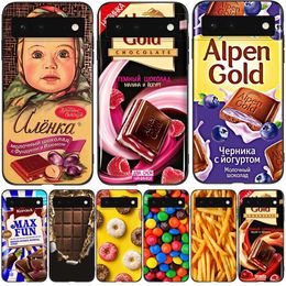 For Google Pixel 6 Case Pro Pixel6 6Pro Soft Funda Black Tpu Case ChoColate Food Package