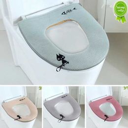 New Bathroom Accessories Toilet Seat Cover Zipper Universal Toilet Cushion Household Warm Soft Toilet Seat Cover Winter WC Mat