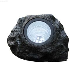 Garden Decorations W Solar Powered Light Simulation Stone Lamp Spotlight Decoration Cold White IP65 Waterproof For Outdoor Garden Lawn Garden L230715