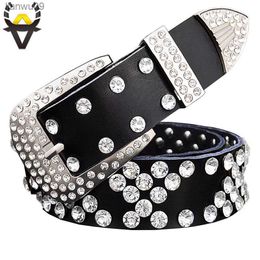 Fashion rhinestone genuine leather belt for men Designer luxury belts for women Quality cow skin unisex waist strap Width 33 cm L230704