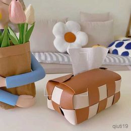 Tissue Boxes Napkins Leather Woven Tissue Box New Fashion Car Paper Box Home Living Room Personalised Tissue Bag Kitchen Tissue Boxes Organisation R230715