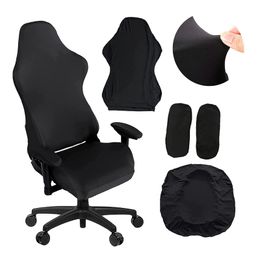 Chair Covers 4pcs Gaming With Armrest Spandex Splicover Office Seat Cover For Computer Armchair Protector Cadeira Gamer 230714