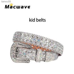 Child Kids Rhinestones Belt Fashion PU Leather Belt For Boys Girls Adjustable Children Belts For Jeans Pants Goth Style L230704