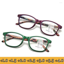 Sunglasses Fashion Women Multifocal Reading Glasses Luxury Flower Print Design Reader Presbyopia Eyeglasses Vintage Magnifying Eyewear