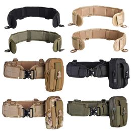 Integrated Fitness Equip Tactical Battle Belt Hunting MOLLE Men Set War Military Inner Waist with Phone Tool Bag for Shooting 230715