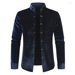 Men's Casual Shirts Winter Long Sleeve Button Shirt Plush Warm Top Korean Fashion Street Dress Personality Luxury T-shirt