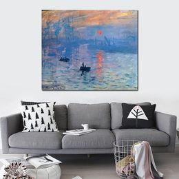 High Quality Claude Monet Oil Painting Reproduction Impression Sunrise Handmade Canvas Art Landscape Home Decor for Bedroom