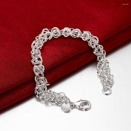 Link Bracelets Lady Charm 925 Stamp Silver Color Bracelet For Woman Man Classic Circle Chain Wedding Party Christmas Gifts Fashion Jewelry