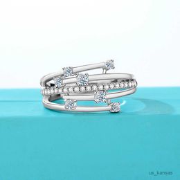 Band Rings Unique Design Real Moissanite Rings for Women 925 Sterling Silver Christmas Gifts Wedding Accessories Ring Fine Jewellery New R230715