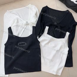 Womens Halter Vest Smock Two Piece Rhinestone Letter knit Tank Top Sleeveless Halter Casual Shopping Top