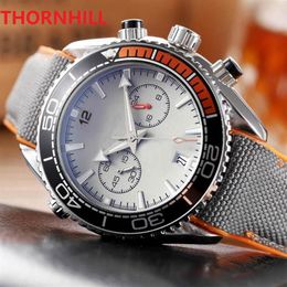 All Dials Work Brand Mens Watches Two Eyes Full Functional Male Clock Wristwatches Nylon Strap Fashion Quartz Waterproof Calendar 2306