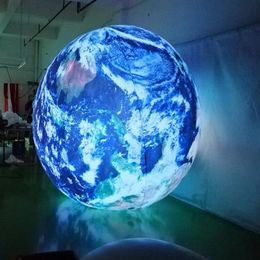 2m hanging LED inflatable earth ball giant inflatable globe balls for events decoration243u