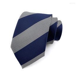 Bow Ties 8cm Men Silk Royal Blue Grey Striped Jacquard Fashion Man Necktie Cravat Ascot Neckwear For Wedding Party YUY21