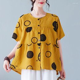 Women's Blouses Fashion O-Neck Loose Letter Printed Short Sleeve Shirt Clothing 2023 Summer Oversized Casual Tops Office Lady Blouse
