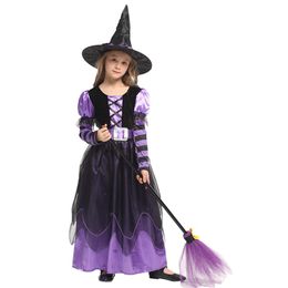 Theme Costume HUIHONSHE Selling Girl's Witch Kids Dress With Hat Clothes For Halloween Cosplay Party Fantasia Costumes225E