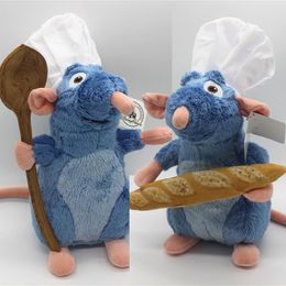 Plush Dolls Sit on a 25cm 9.8-inch spoon and bread cooking Salvia japonica mouse Stuffed toy soft stuffed animals children toys children gifts 230714