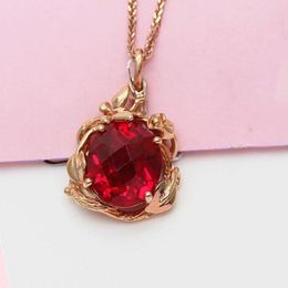 Chains In 585 Purple Gold Plated 14K Rose Inlaid Ruby Necklaces Pendant Beautiful Butterfly Design Wedding Engaged Jewelry