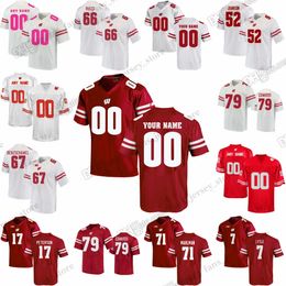 S-6XL NCAA Wisconsin Badgers College Football Jersey Sanborn Cephus Taylor Ferguson Baun Hornibrook Van Ginkel Watson Groshek Shaw Davis III Sanborn Watt Wilson