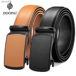 DOOPAI Multicolor Genuine Leather Men's Belts Fashion Business Automatic Buckle Straps Ratchet Cow Leather Waistband 35cm Width L230704