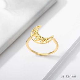 Band Rings Women's Fashion Moon Rings Wedding Jewelry Stainless Steel Vintage Crescent Ring Best Friend Gifts Femme R230715