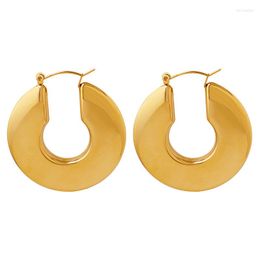 Hoop Earrings Punk Hypoallergenic 18k Gold Stainless Steel Plated U Shaped Tarnish Free Statement Chunky For Women