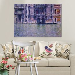 Canvas Art Hand Painted Oil Paintings of Claude Monet Palazzo Da Mulla Garden Landscape Artwork for Restaurant Decor